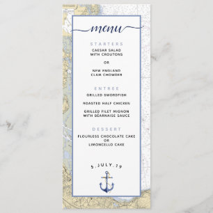 Duxbury Harbour MA Nautical Chart Wedding Menu Invitation