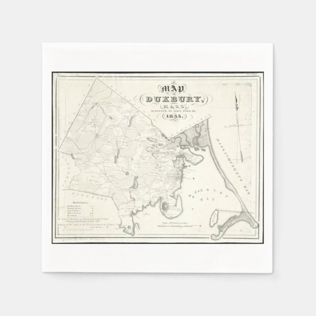Duxbury Massachusetts Map Napkin (Front)
