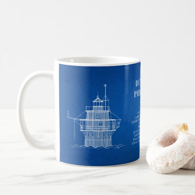 Duxbury Pier Light Lighthouse - Massachusetts – AD Coffee Mug (With Donut)