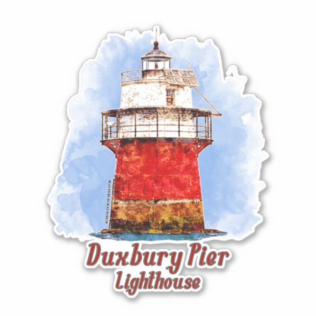 Duxbury Pier Lighthouse Watercolor - Massachusetts (Front)