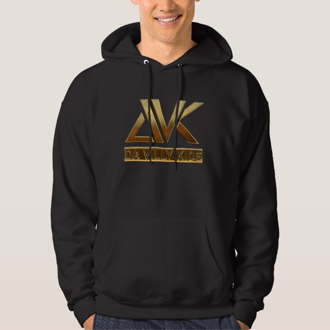 DVK LOGO 2 BLACK HOODIE GOLD  LOGO (Front)