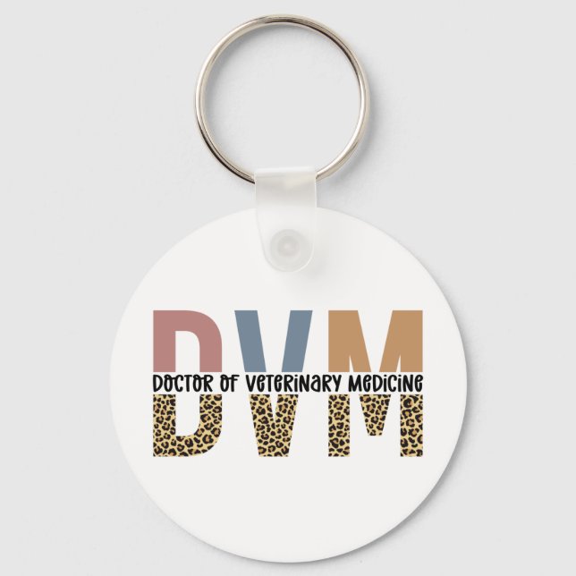 DVM Doctor of Veterinary Medicine Leopard Print Keychain (Front)