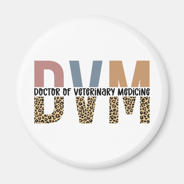 DVM Doctor of Veterinary Medicine Leopard Print Magnet (Front)