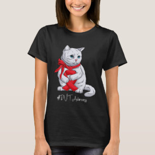 DVT Awareness Month Red Ribbon Cat T-Shirt