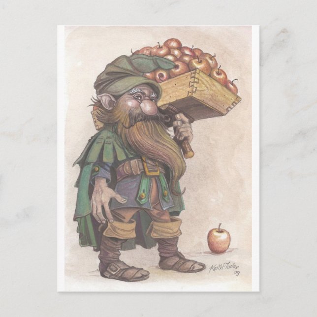 Dwarf carrying apples postcard (Front)