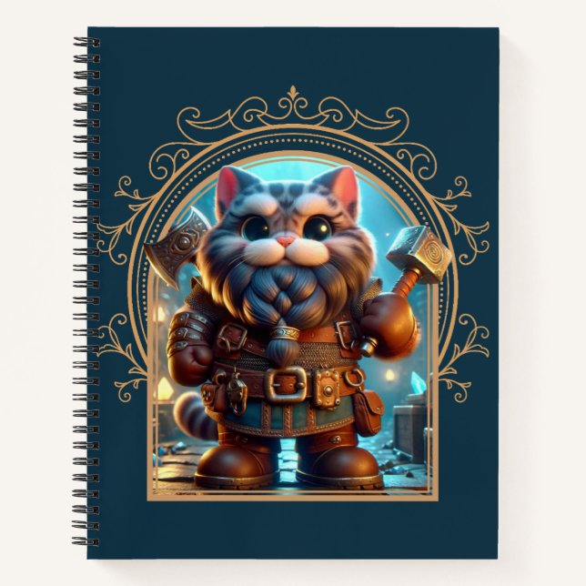 Dwarf Feline Fantasy Adventure Notebook (Front)
