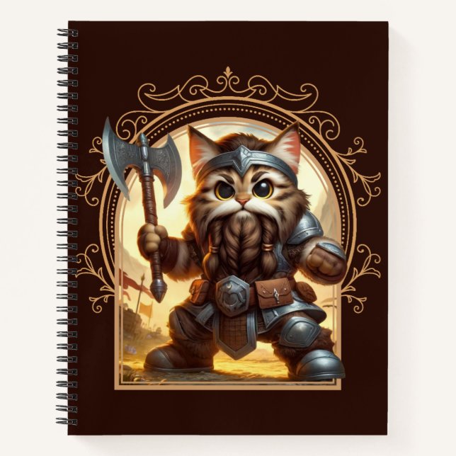 Dwarf Feline Fantasy Adventure Notebook (Front)