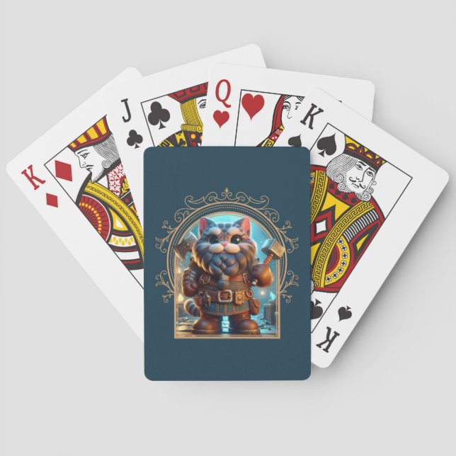 Dwarf Feline Fantasy Adventure Playing Cards (Back)
