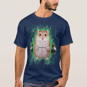 Dwarf Hamster Weightlifting in Cyber Fitness Gym T-Shirt