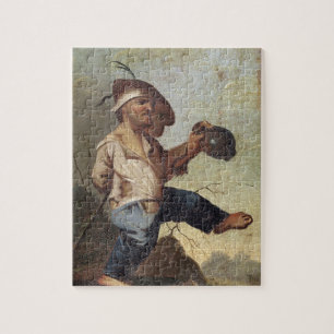 Dwarf Holding a Jug (oil on canvas laid down on pa Jigsaw Puzzle