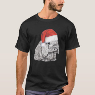 Dwarf Lop Eared Bunny Rabbit In Santa Claus Christ T-Shirt