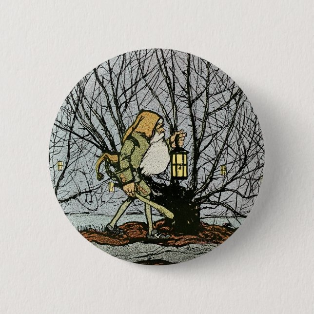 Dwarf with a Lantern 2 Inch Round Button (Front)