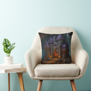 Dwarven Castle of the Blacksmith's Forge Throw Pillow