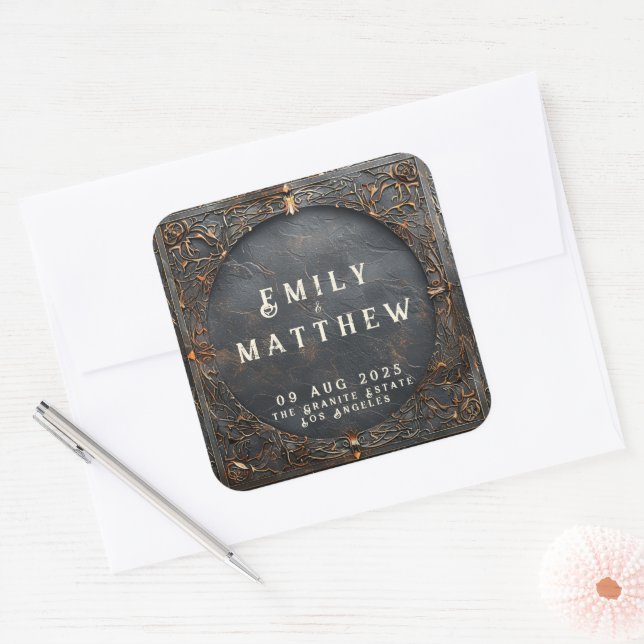 Dwarven Splendour Fantasy Wedding  Square Sticker (Envelope)