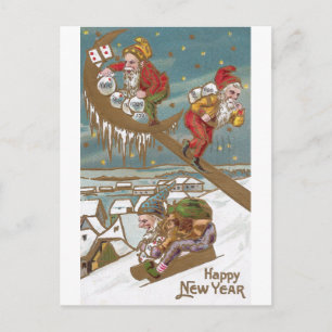 Dwarves Delivering Gold on New Year's Day Holiday Postcard