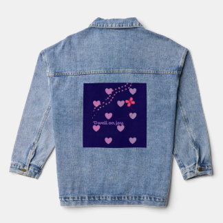 dwell on joy hearts and paw prints denim jacket