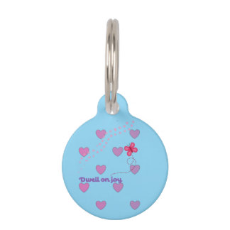dwell on joy paw prints hearts and butterfly dog pet tag