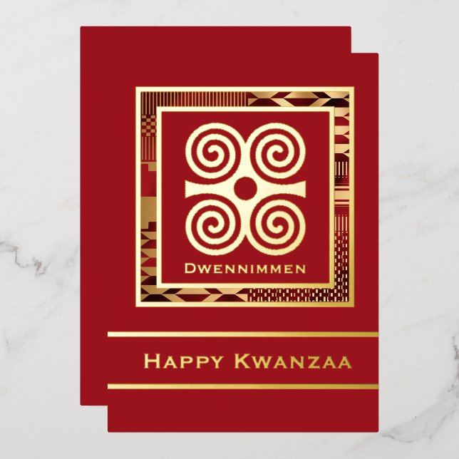 Dwennimmen Happy Kwanzaa Red Card (Front/Back)