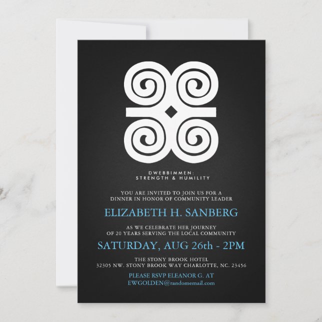 Dwennimmen Strength Humility Tribute Event Dinner Invitation (Front)