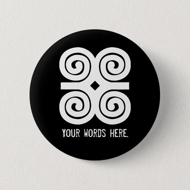 Dwennimmen Strength|Humility White Adinkra Symbol 2 Inch Round Button (Front)