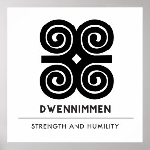 Dwennimmen Strength Humility White Adinkra Symbol Poster