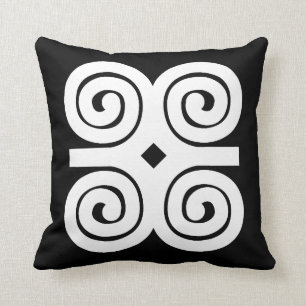 Dwennimmen Strength Humility White Adinkra Symbol Throw Pillow