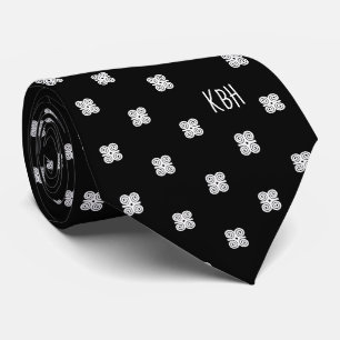 Dwennimmen Strength Humility White Adinkra Symbol Tie