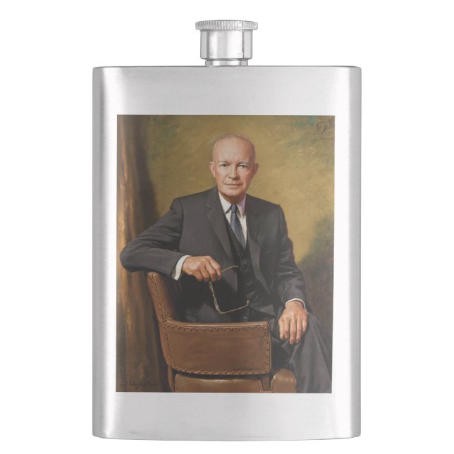 Dwight Eisenhower President White House Portrait   Hip Flask (Front)