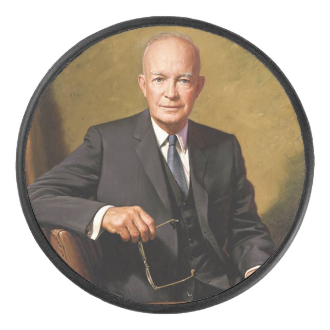 Dwight Eisenhower President White House Portrait   Hockey Puck (Front)