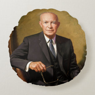 Dwight Eisenhower President White House Portrait   Round Pillow