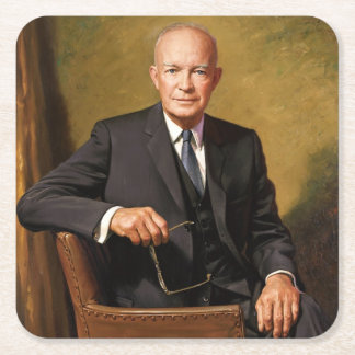 Dwight Eisenhower President White House Portrait Square Paper Coaster