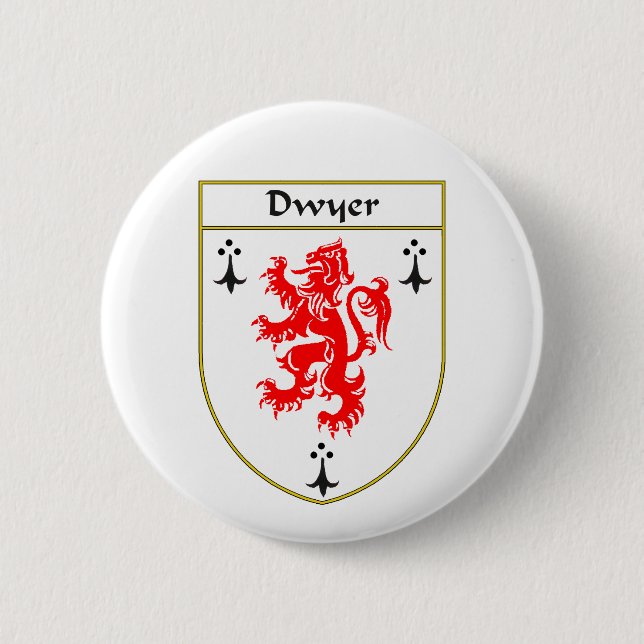 Dwyer Coat of Arms/Family Crest 2 Inch Round Button (Front)