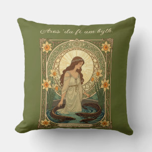 Dwynwen's Well And Sacred Fish Throw Pillow