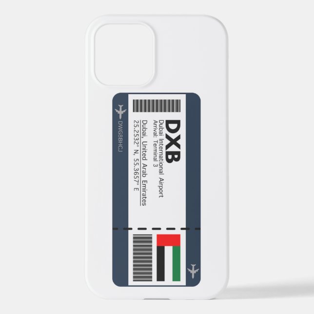 DXB Dubai Boarding Pass - Dubai Ticket iPhone Case (Back)