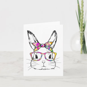 Dy Cute Bunny Face Tie Dye Gles Easter Day  Card