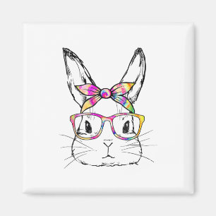 Dy Cute Bunny Face Tie Dye Gles Easter Day  Magnet