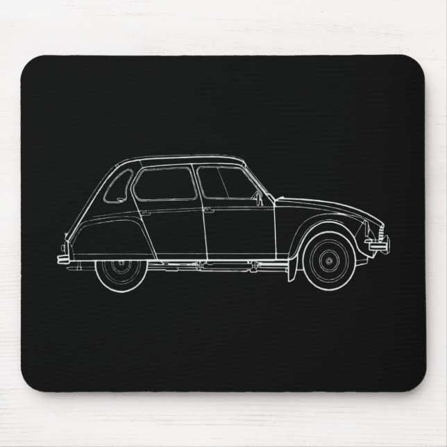 Dyane Minimalistic White Blueprint Illustration Mouse Pad (Front)