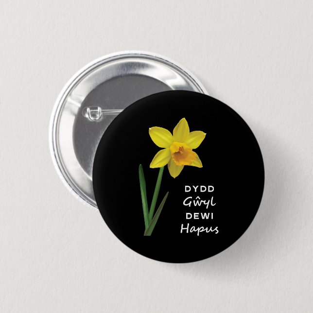 Dydd Gŵyl Dewi Hapus Happy St David's Day 2 Inch Round Button (Front & Back)
