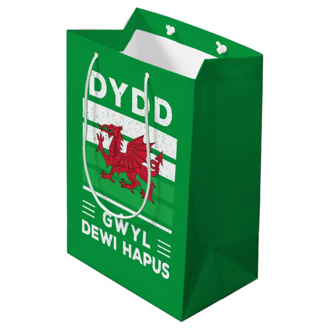 Dydd Gŵyl Dewi Hapus Happy St Davids Day 2 Medium Gift Bag (Back Angled)