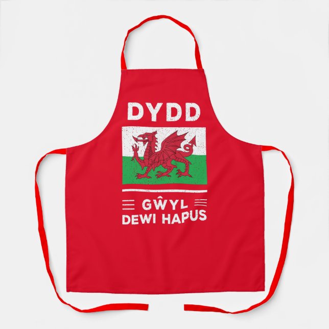 Dydd Gŵyl Dewi Hapus Happy St Davids Day 3 Apron (Front)