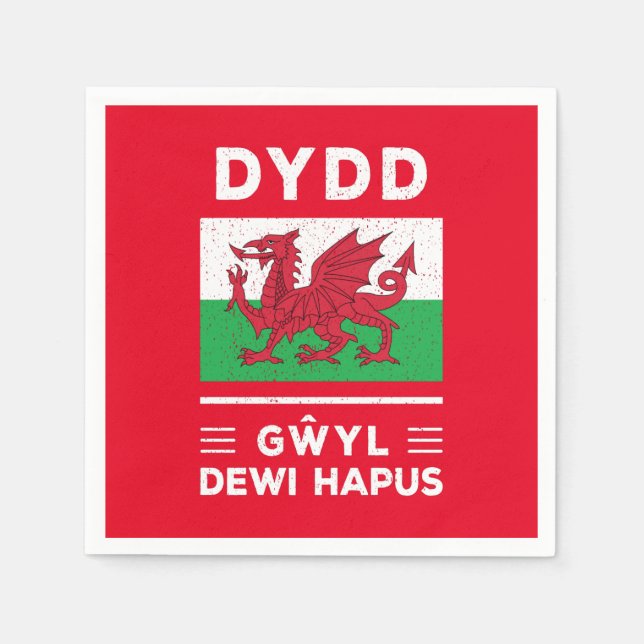 Dydd Gŵyl Dewi Hapus Happy St Davids Day 3 Napkin (Front)
