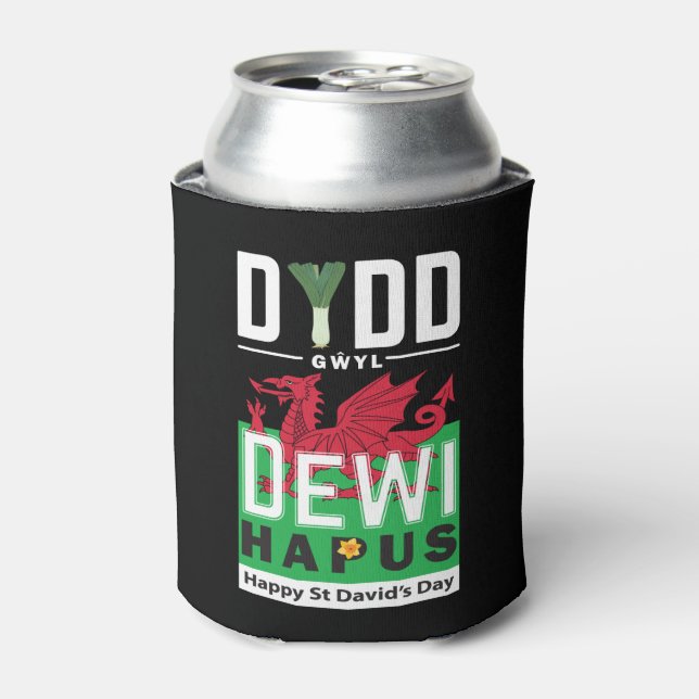 Dydd Gŵyl Dewi Hapus Happy St Davids Day 7 Can Cooler (Can Front)