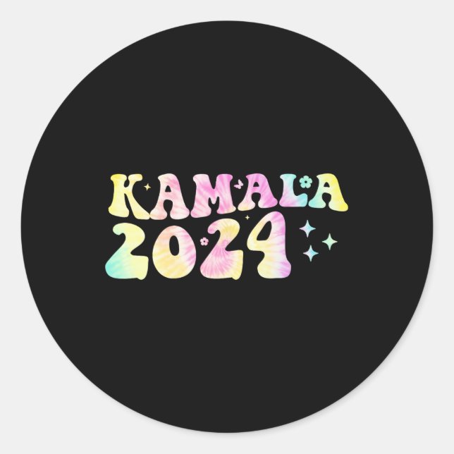 Dye Groovy Wavy Kamala Harris Harris Replace Biden Classic Round Sticker (Front)