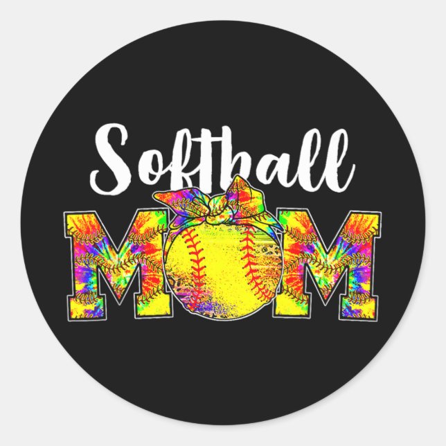 Dye Softball Mom Tee Softball Game Day Vibes Mothe Classic Round Sticker (Front)