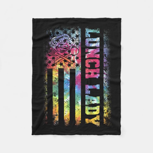 Dye Us Flag Lunch Lady Back To School  Fleece Blanket (Front)