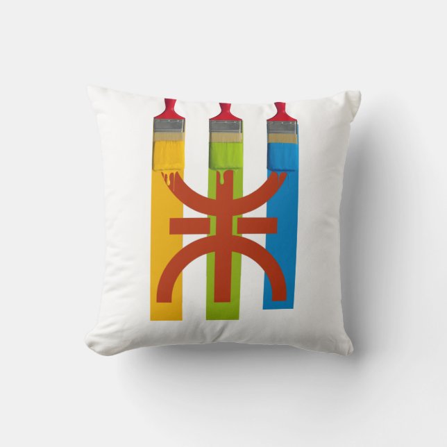 Dyeing brush paint the Amazigh flag Throw Pillow (Front)
