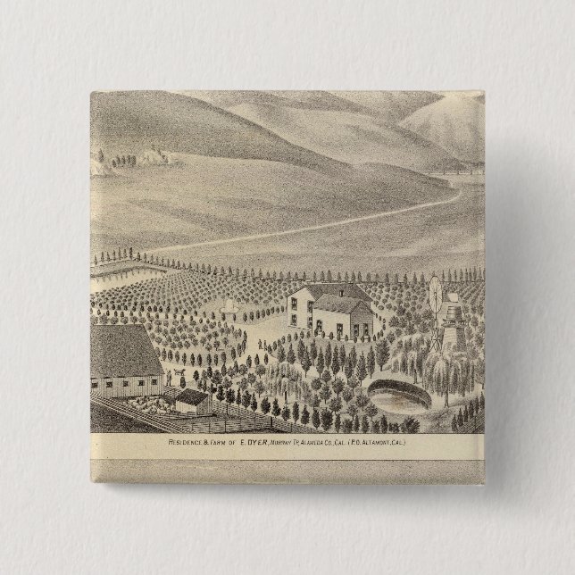 Dyer, Hupers properties 2 Inch Square Button (Front)