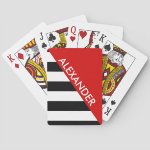 DYI Background Blk Stripe 2 Bold Triangles Red Playing Cards