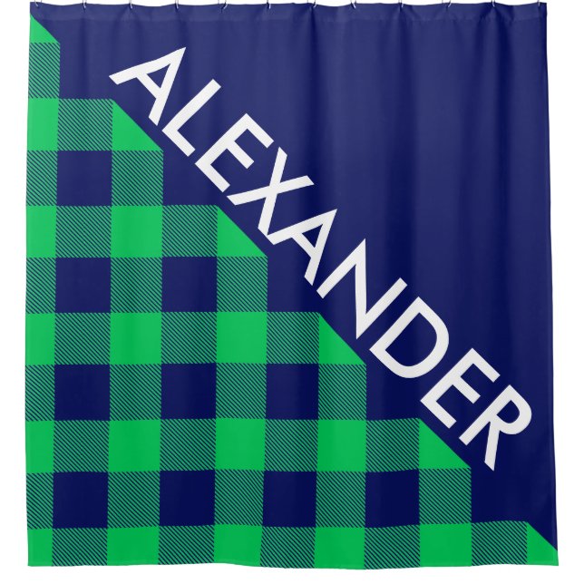 DYI BG Emerald Buffalo Navy Plaid 2 Bold Triangles (Front)