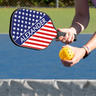 DYI Colours Flag Stars Stripes #2 Red White Blue S Pickleball Paddle